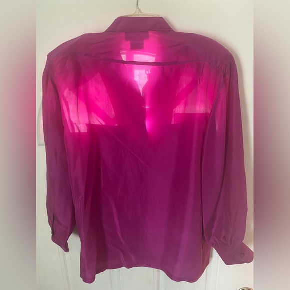 ACCENT 2PC 100% Silk Button Down Long Sleeve Shirt and Zip-Up Button pants - Picture 11 of 12